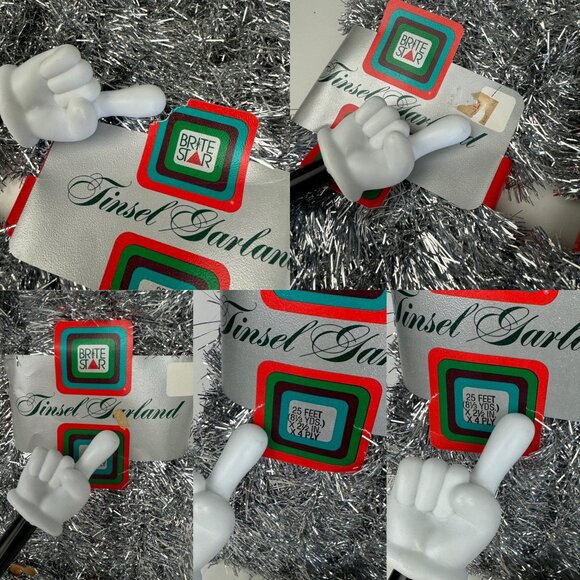 5 Vtg Brite Star Silver Tinsel Garland 25 ft Each Strand Christmas Holiday Prop - Picture 5 of 7